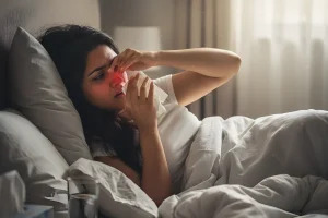 Antihistamine - Image of a lady Feeling Sick of Allergic Rhinitis