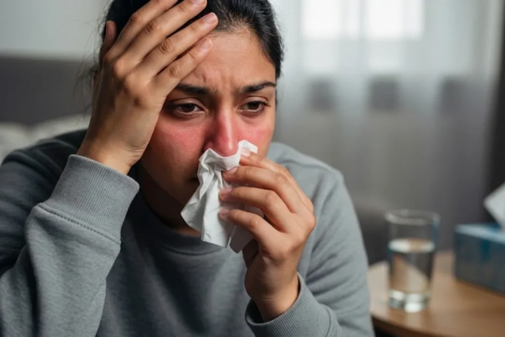Sinus Infection Contagious - Image of Women Suffering from Sinus Infection